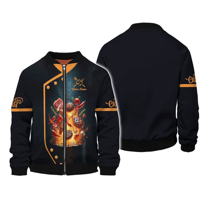 Personalized Chef Shirt - Fiery BBQ Design for Grill Masters, All Over Printed