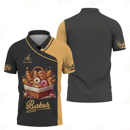 Personalized Baker Shirt - Artisan Pastry Collection with Golden Highlights