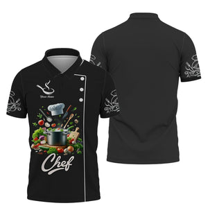 Camiseta de chef personalizada: diseño de olla circular con ingredientes de primera calidad para maestros culinarios