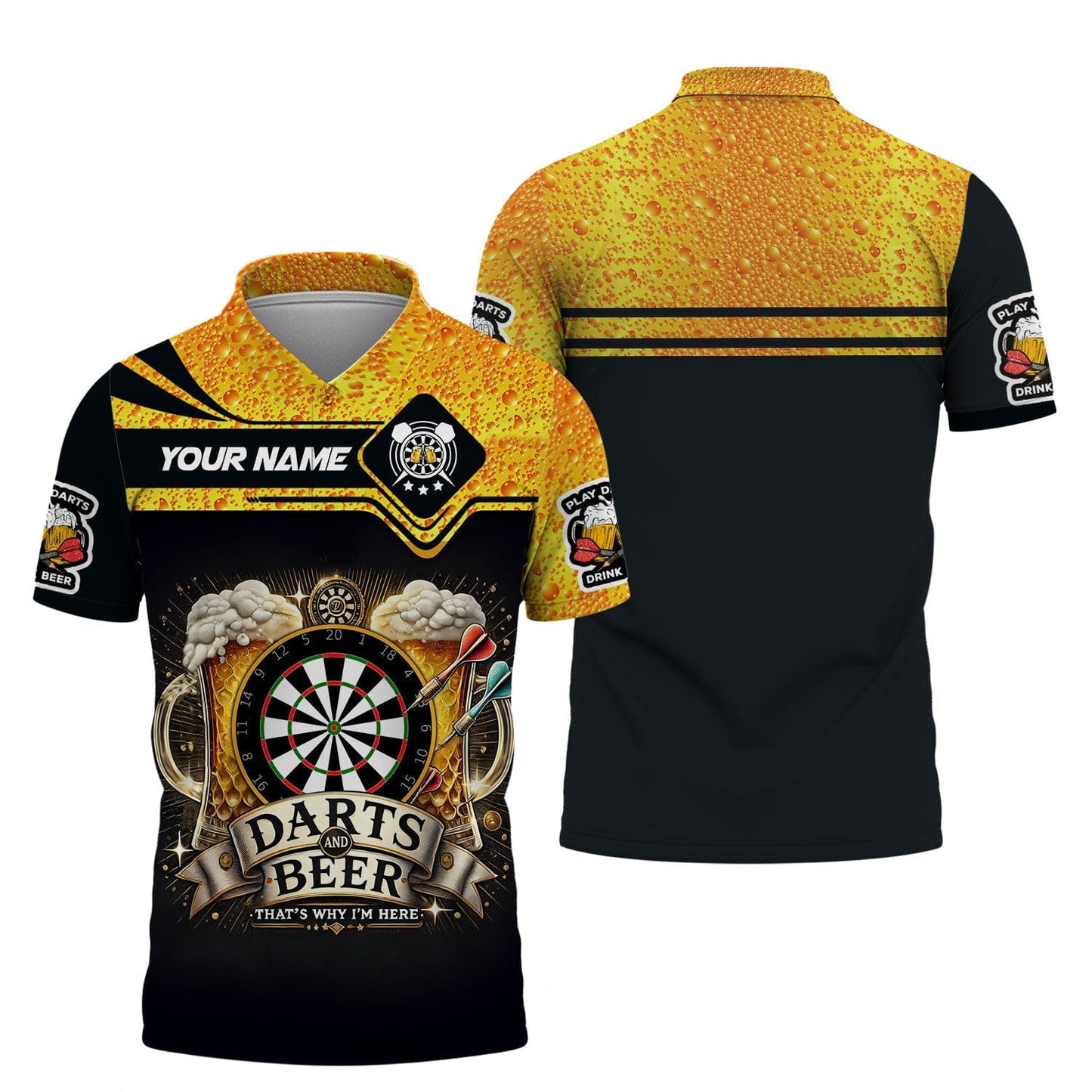 Darts And Beer That's Why I'm Here Shirt Personalized Name 3D Shirt For Beer Darts Club Lovers, All Over Printed