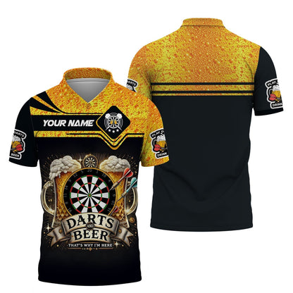 Darts And Beer That's Why I'm Here Shirt Personalized Name 3D Shirt For Beer Darts Club Lovers, All Over Printed