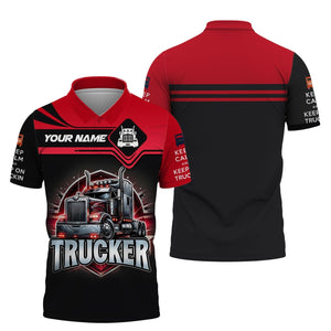 Keep Calm And Keep On Trucking Personalized Name 3D Shirt Gift For Trucker Lovers, All Over Printed