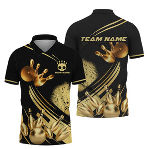 Personalized Bowling Team Shirt - Strike in Golden Style, All Over Printed