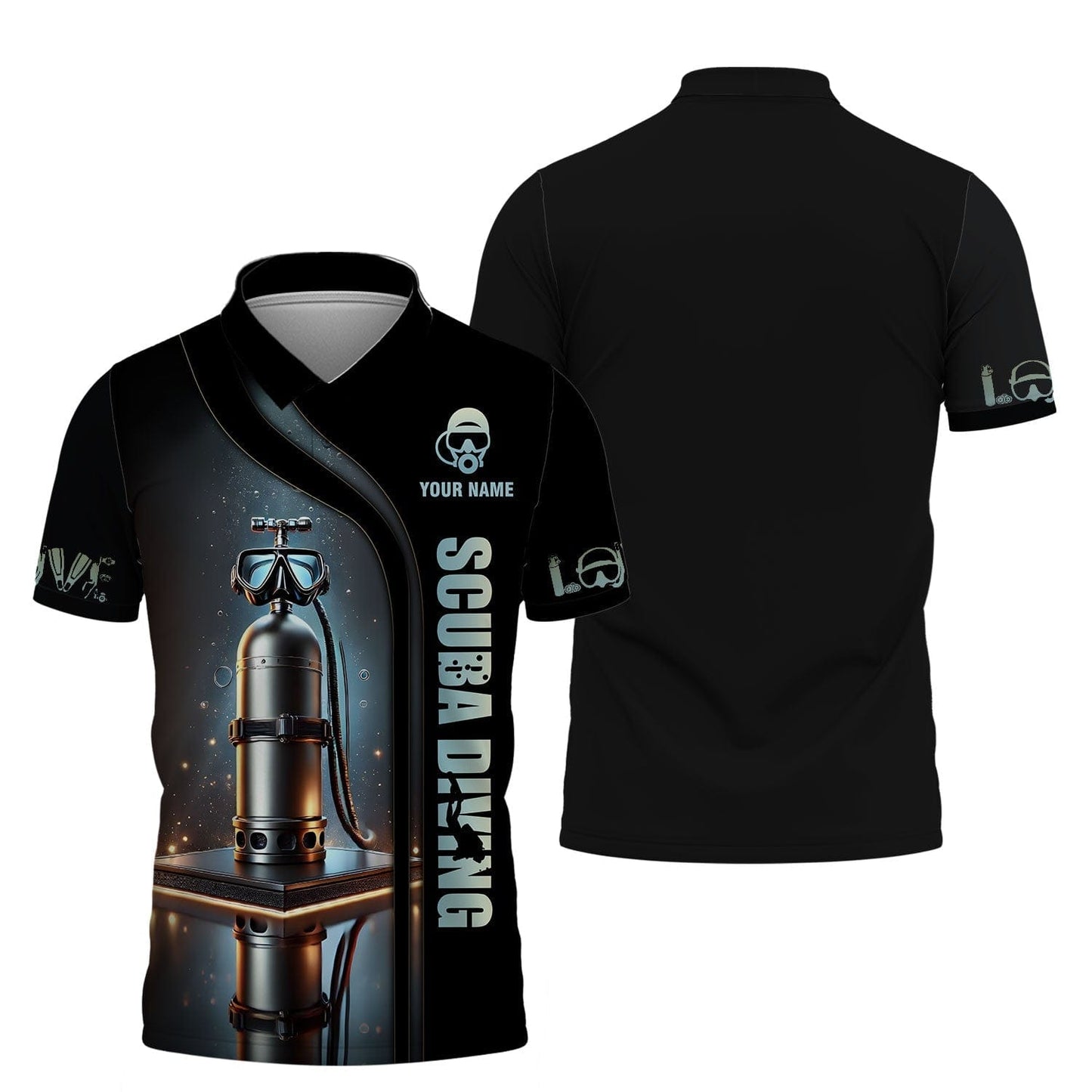 3D Full Print Scuba Mark With Dive Tank T-Shirts Personalized Name, All Over Printed