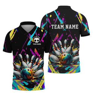 Personalized Bowling Team Shirt - Splash into Strikes, All Over Printed