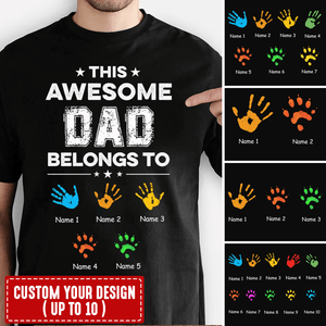 Personalized Dad Shirt -  This Awesome Dad Belong To Us