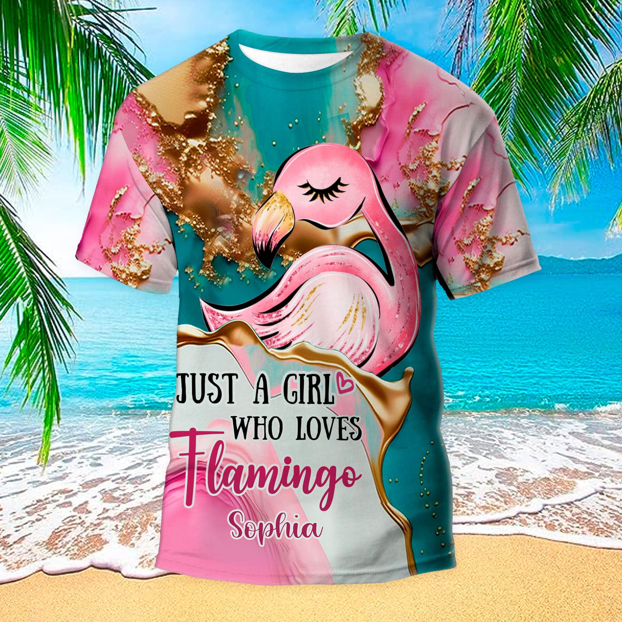 Personalized Flamingo All Over Print Shirt - Just A Girl Who Loves Flamingo