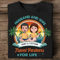 Personalized Couple T-shirt - Husband And Wife, Travel Partners For Life