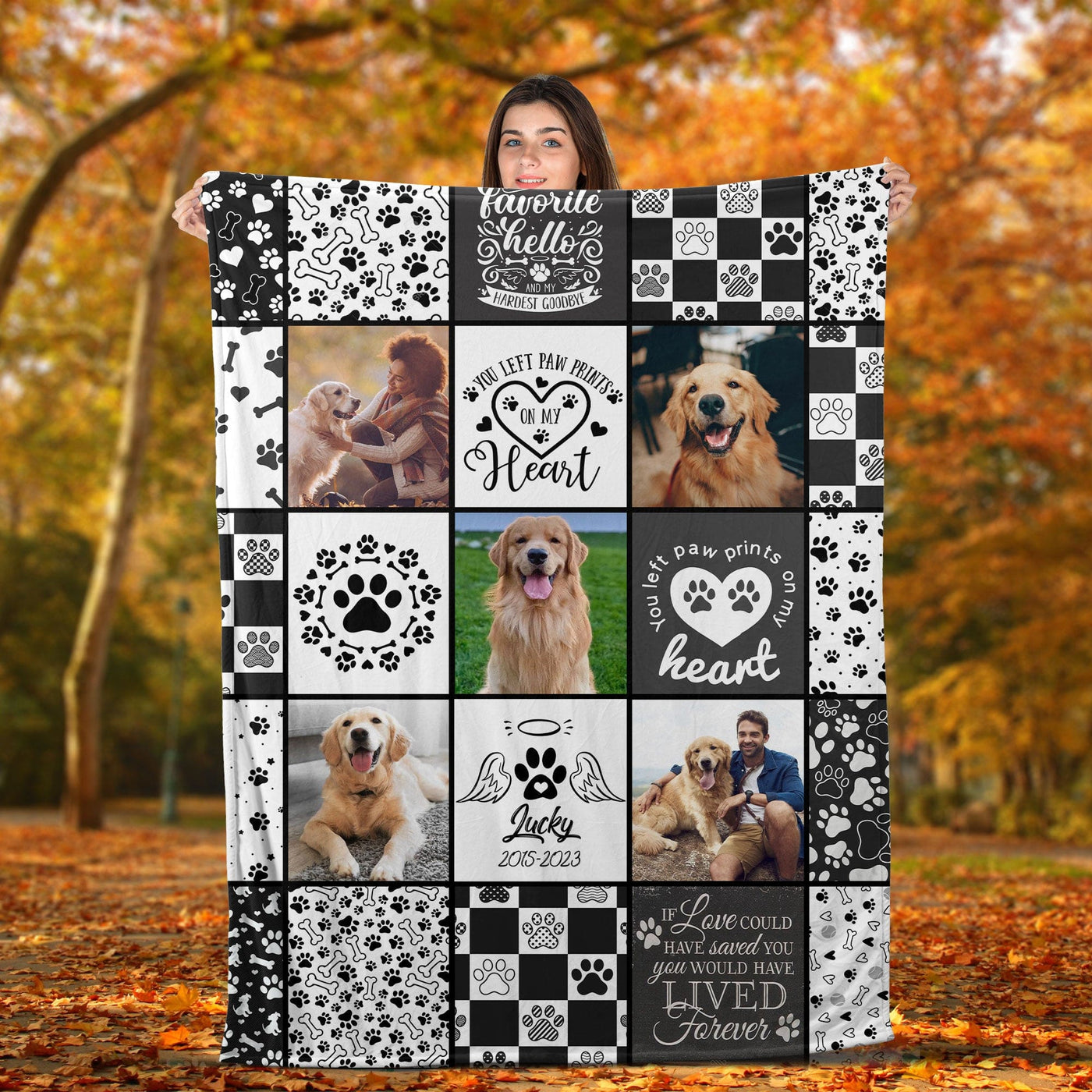 Personalized Dog Blanket - You Left Paw Prints On My Heart