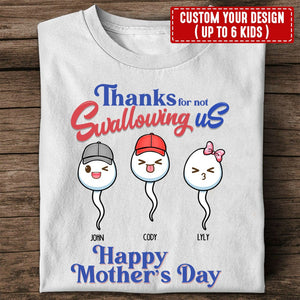 Personalized Family Shirt - Thanks For Not Swallowing Us, Happy Mother's Day