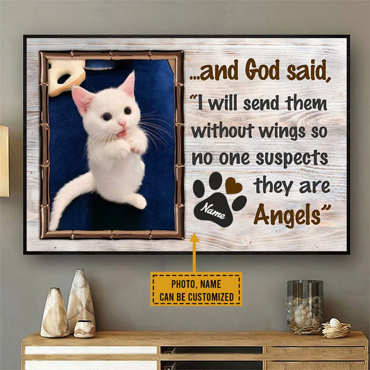 Personalized Memorial Poster, Canvas And God Said Cat Angel Quote