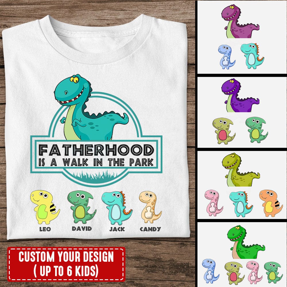Personalized Family Shirt -  Fatherhood Is A Walk In The Park
