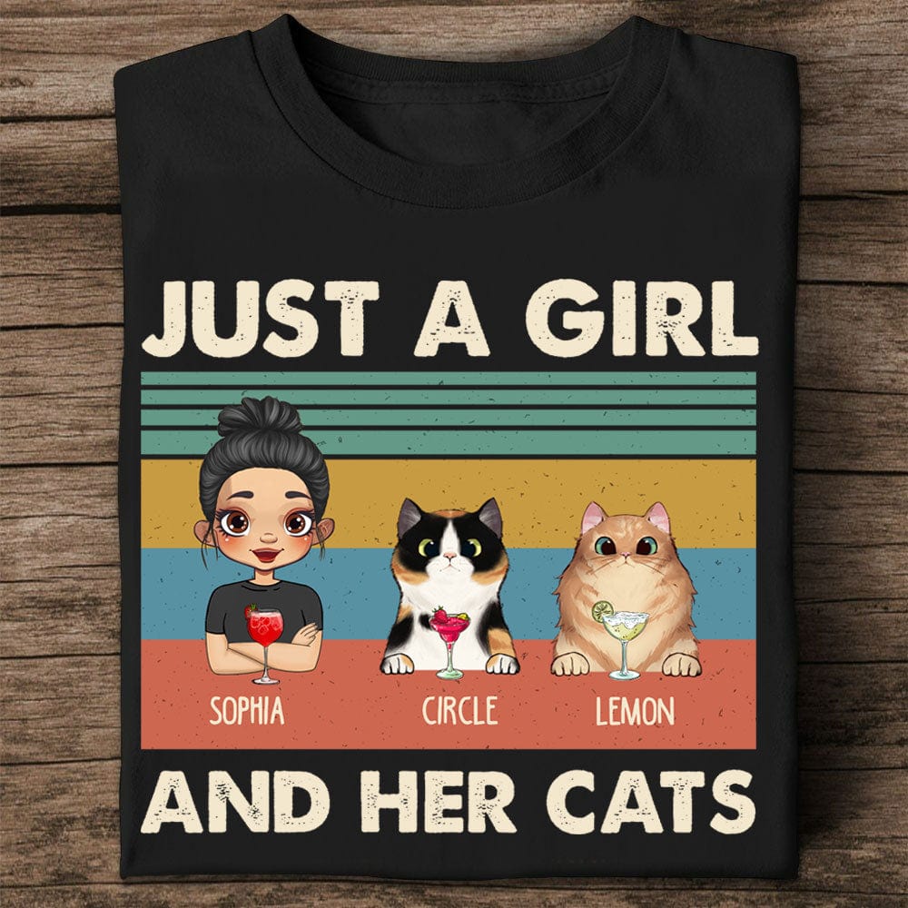 Personalized Cat Shirt - Just A Girl And Her Cats