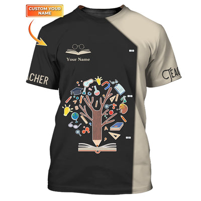 Personalized Teacher All Over Print Shirt -  Design A Knowledge Tree