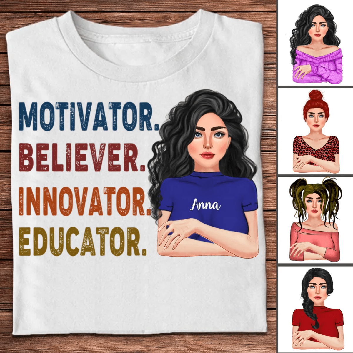 Camiseta personalizada para profesores: motivar, creer, innovar, educar: es un estilo de vida