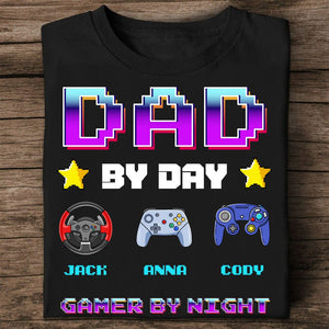 Personalized Family Shirt - Dad By Day, Game By Night