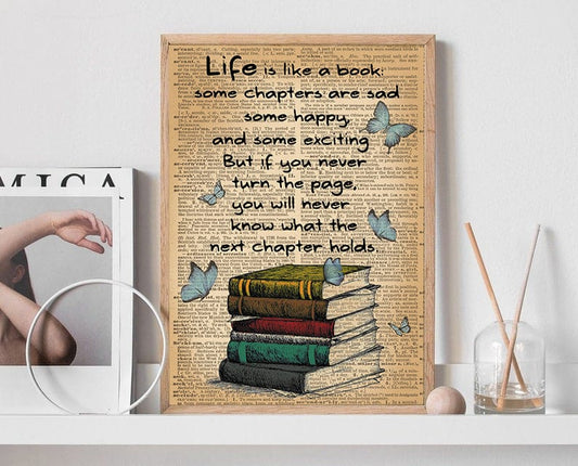 Póster La vida es como un libro, lienzo