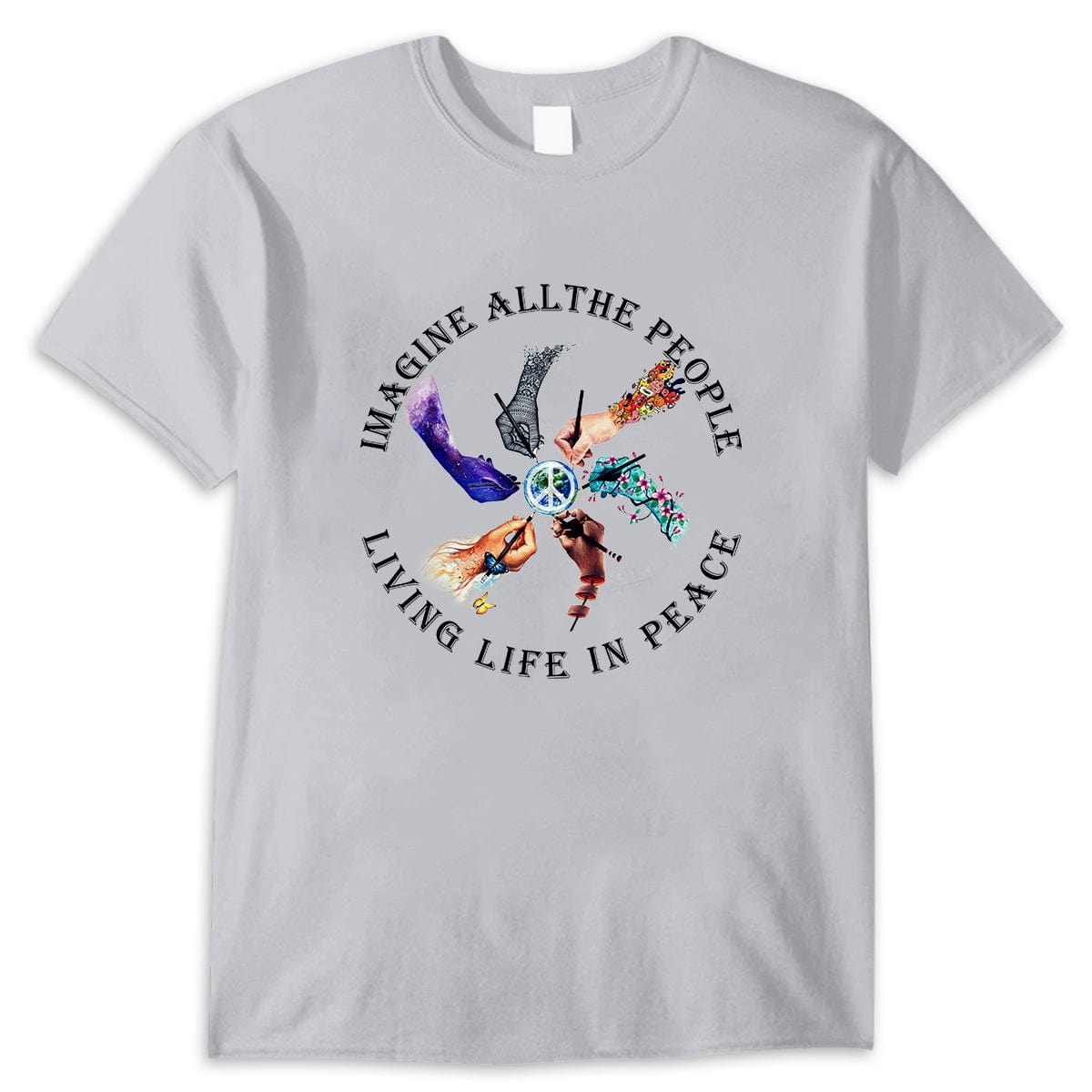 Camiseta hippie Imagina a toda la gente viviendo la vida en paz