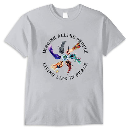 Camiseta hippie Imagina a toda la gente viviendo la vida en paz