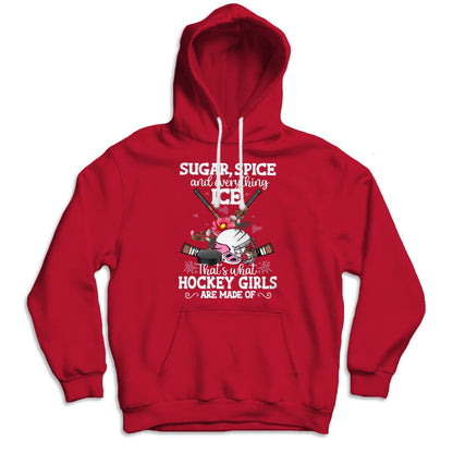 Sudadera con capucha de hockey juvenil Sugar Spice Everything Ice That's What Are Hockey Girl Made Of, camiseta de hockey sobre hielo
