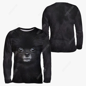 Black Pomeranian Shirt, Gift For Pomeranian Lover, All Over Printed