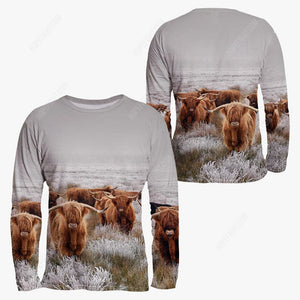 Highland Cow Shirt, Gift For Highland Cow Lover, All Over Printed