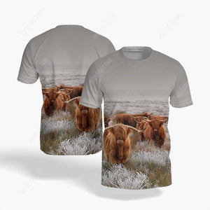 Highland Cow Shirt, Gift For Highland Cow Lover, All Over Printed