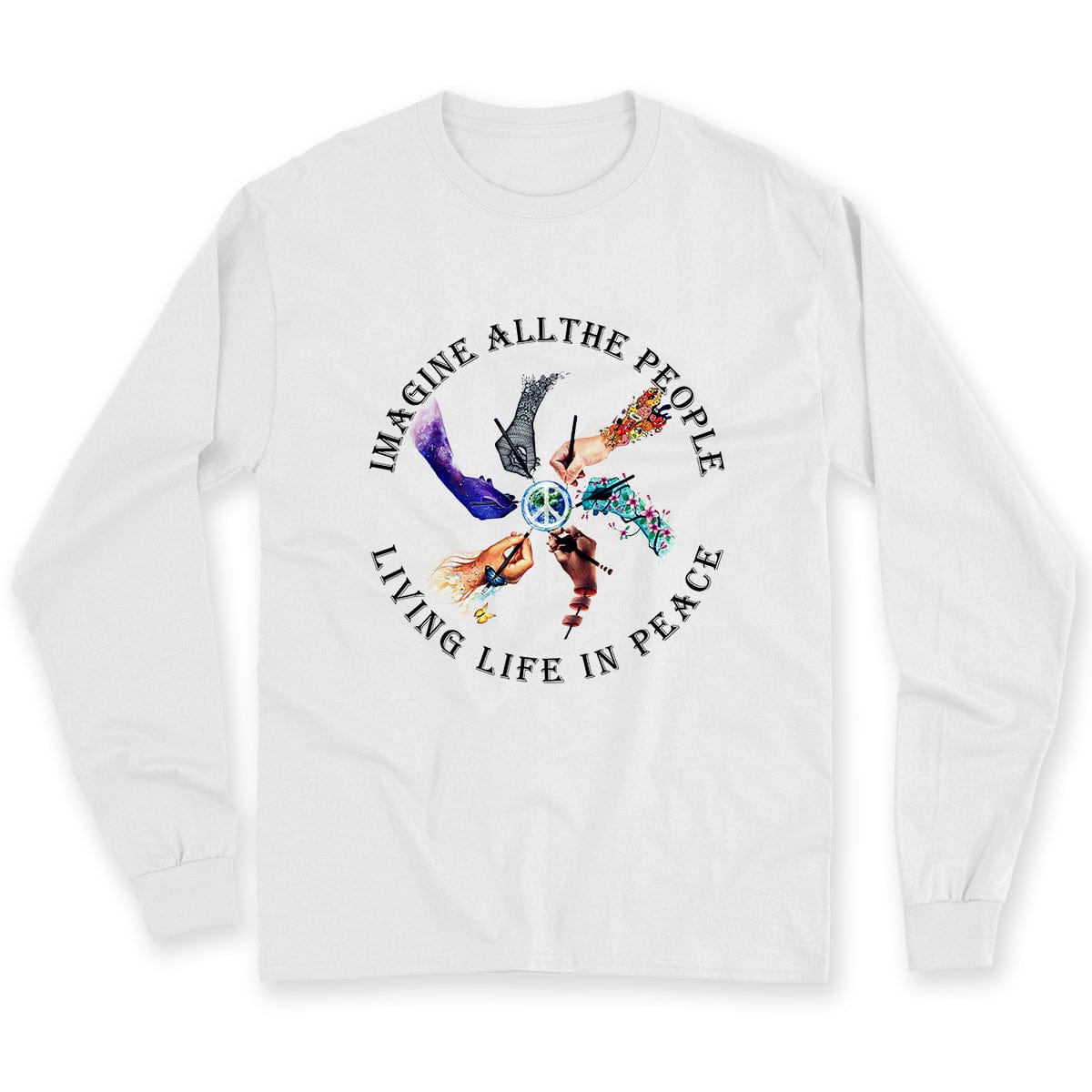 Camiseta hippie Imagina a toda la gente viviendo la vida en paz