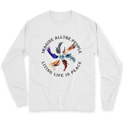 Camiseta hippie Imagina a toda la gente viviendo la vida en paz