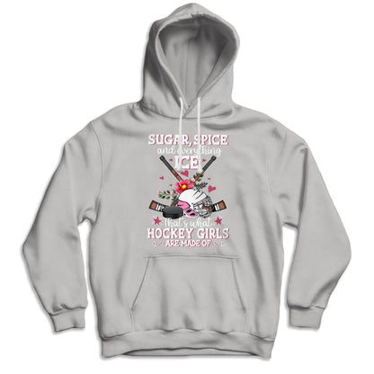 Sudadera con capucha de hockey juvenil Sugar Spice Everything Ice That's What Are Hockey Girl Made Of, camiseta de hockey sobre hielo