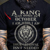 A King Was Born In October, Personalized Birthday Shirts