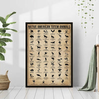 Native American Totem Animals Symbols Knowledge Poster, Canvas