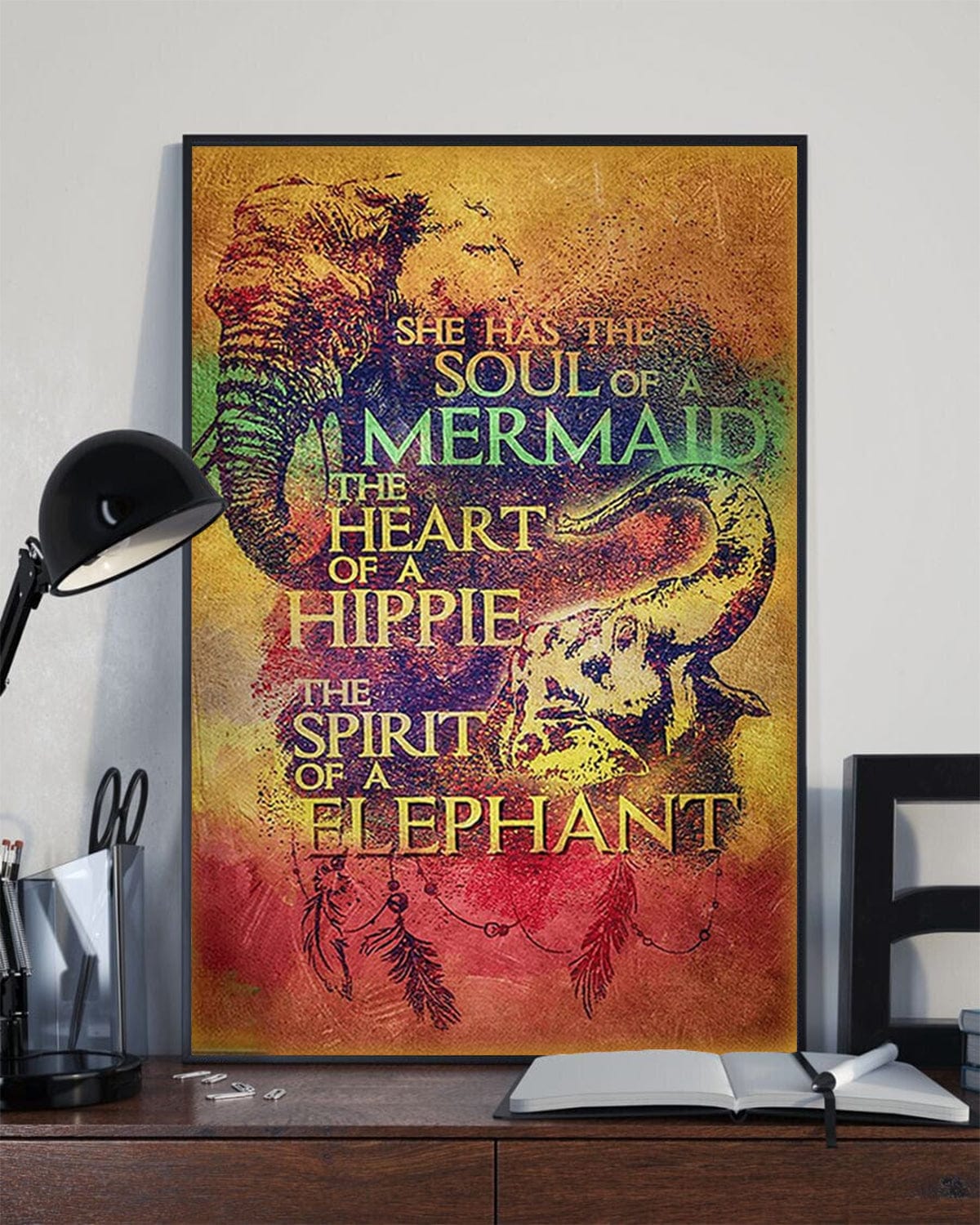 Heart Of Hippie Spirit Of A Elephant Hippie Poster, Canvas