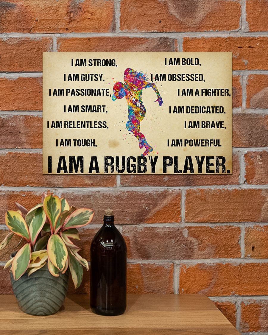 I Am A Rugby Player Girl Poster, Canvas