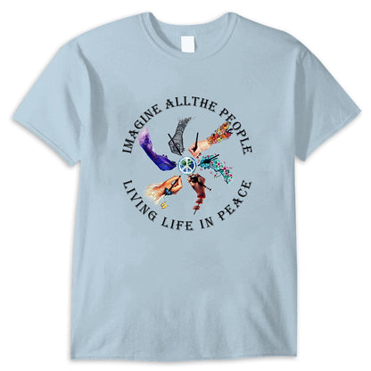 Camiseta hippie Imagina a toda la gente viviendo la vida en paz