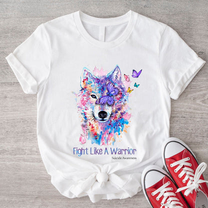 Lucha como un guerrero, camiseta de concienciación sobre el suicidio del lobo