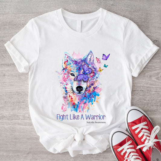 Lucha como un guerrero, camiseta de concienciación sobre el suicidio del lobo