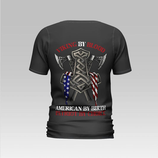 Camisas patrióticas para hombres Vikingo de sangre, estadounidense de nacimiento, patriota por elección, camisas patrióticas estadounidenses