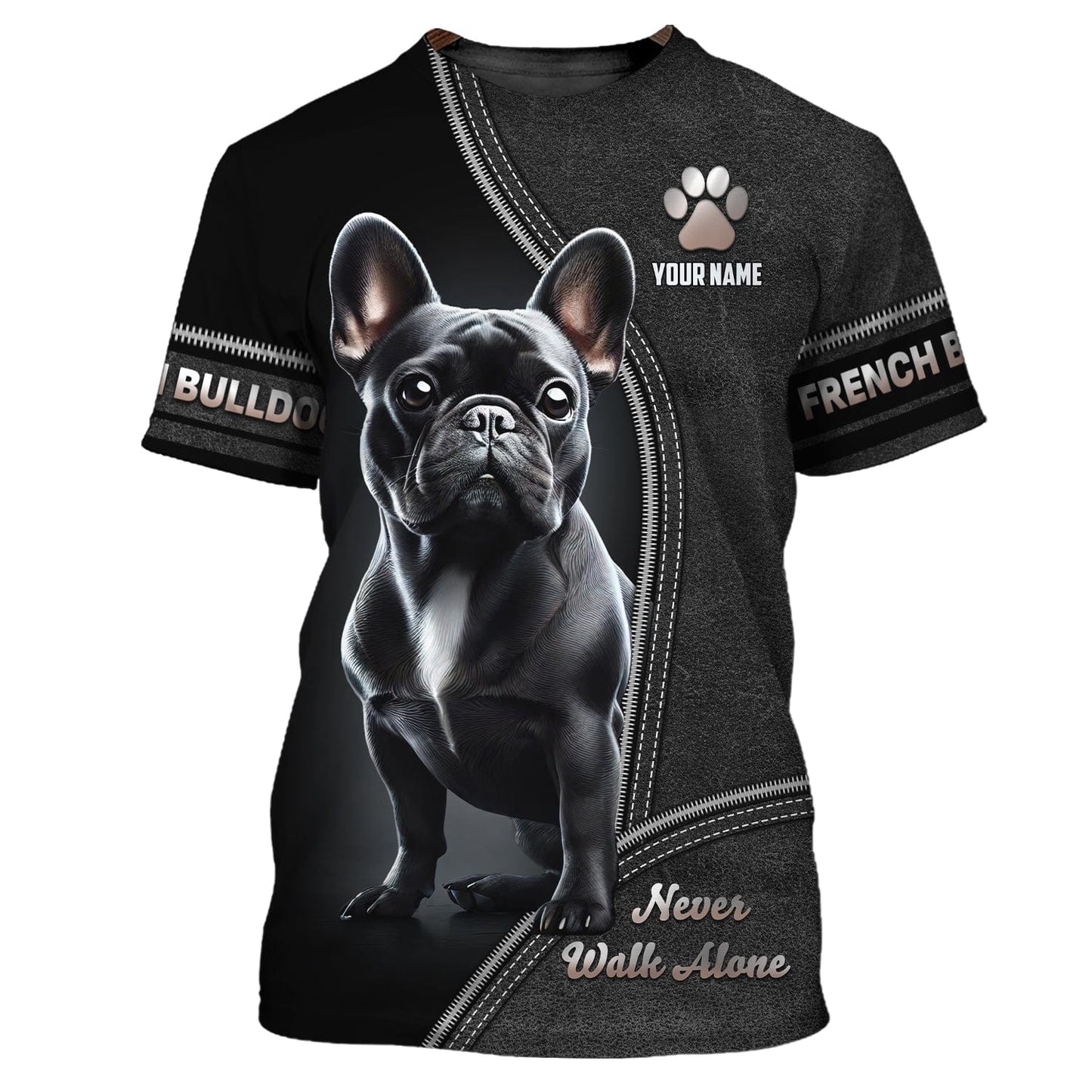 3D Full Print French Bulldog Zipper Hoodie Personalized Name Gift For Dog Lovers, All Over Printed
