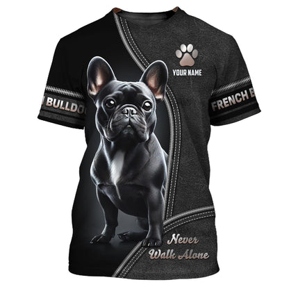 3D Full Print French Bulldog Zipper Hoodie Personalized Name Gift For Dog Lovers, All Over Printed