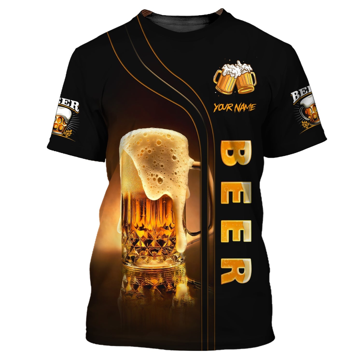 Love Beer 3D Custom Name Zipper Hoodie Personalized Gift For Beer Lovers, All Over Printed