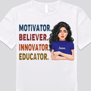 Camiseta personalizada para profesores: motivar, creer, innovar, educar: es un estilo de vida