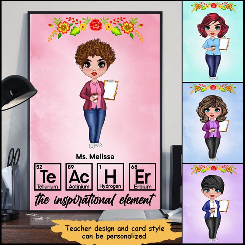 Personalized Teacher Canvas,Poster - Teacher The Inspirational Element