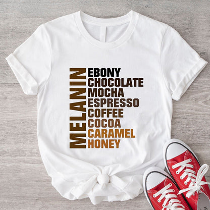 Camisas afroamericanas con melanina, camisa color ébano, chocolate, moca, café espresso, cacao, caramelo y miel