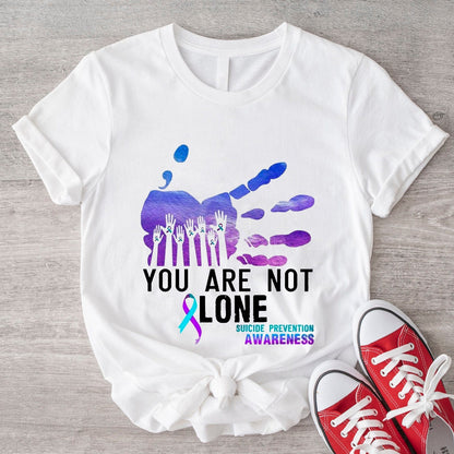 No estás solo, camiseta con punto y coma en el mes de concientización sobre la prevención del suicidio