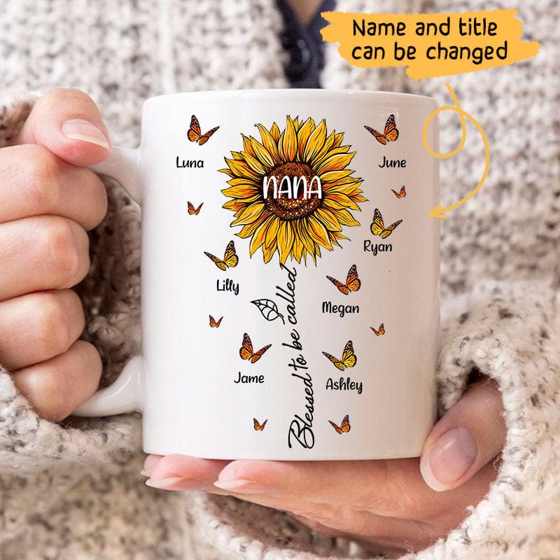 Taza de girasol personalizada: Bendito sea el que te llame
