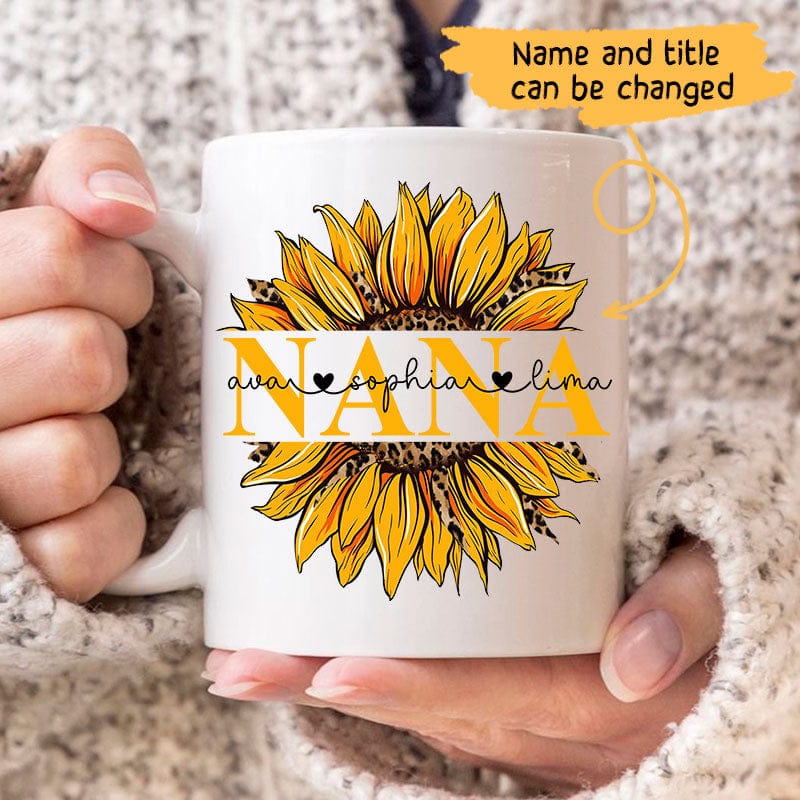 Personalized Sunflower Mug - Kissed Memories For Your Name & Family