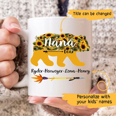 Personalized Sunflower Mug - Tailor Your Own Sunflower Bear with Family Names