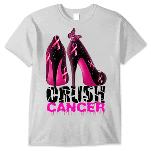 Crush Cancer Pink Ribbon High Heels, Personalized Breast Cancer Shirts