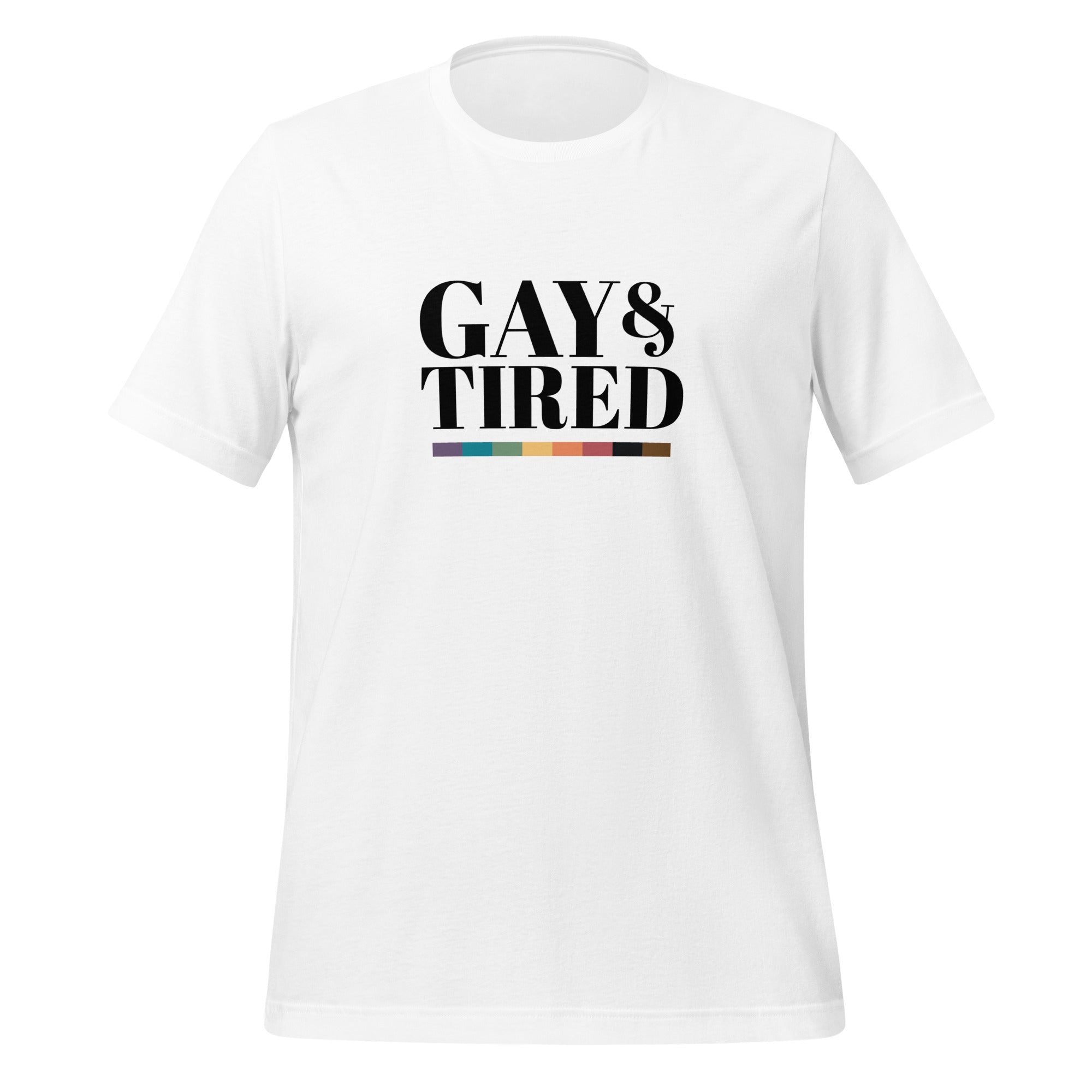 Funny LGBTQ+ Pride T-Shirt - "Gay & Tired" Minimalist White Tee